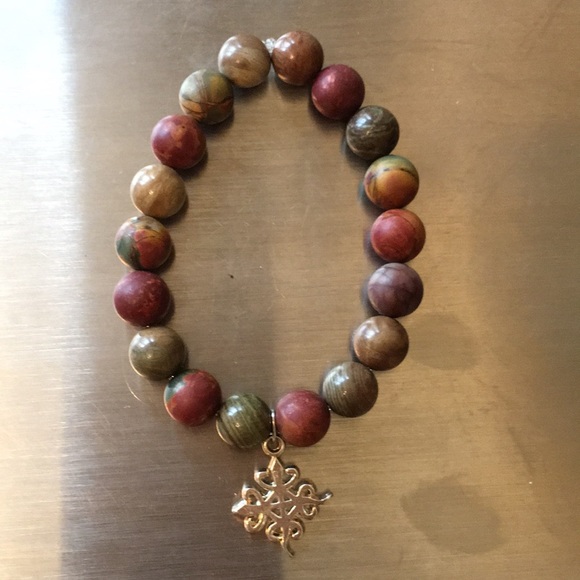 Jewelry - NATURAL 10MM PICASSO BEADS w/ ADINKRA CHARM